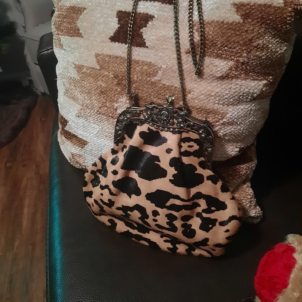 American Darling Leopard Print Clutch with Chain